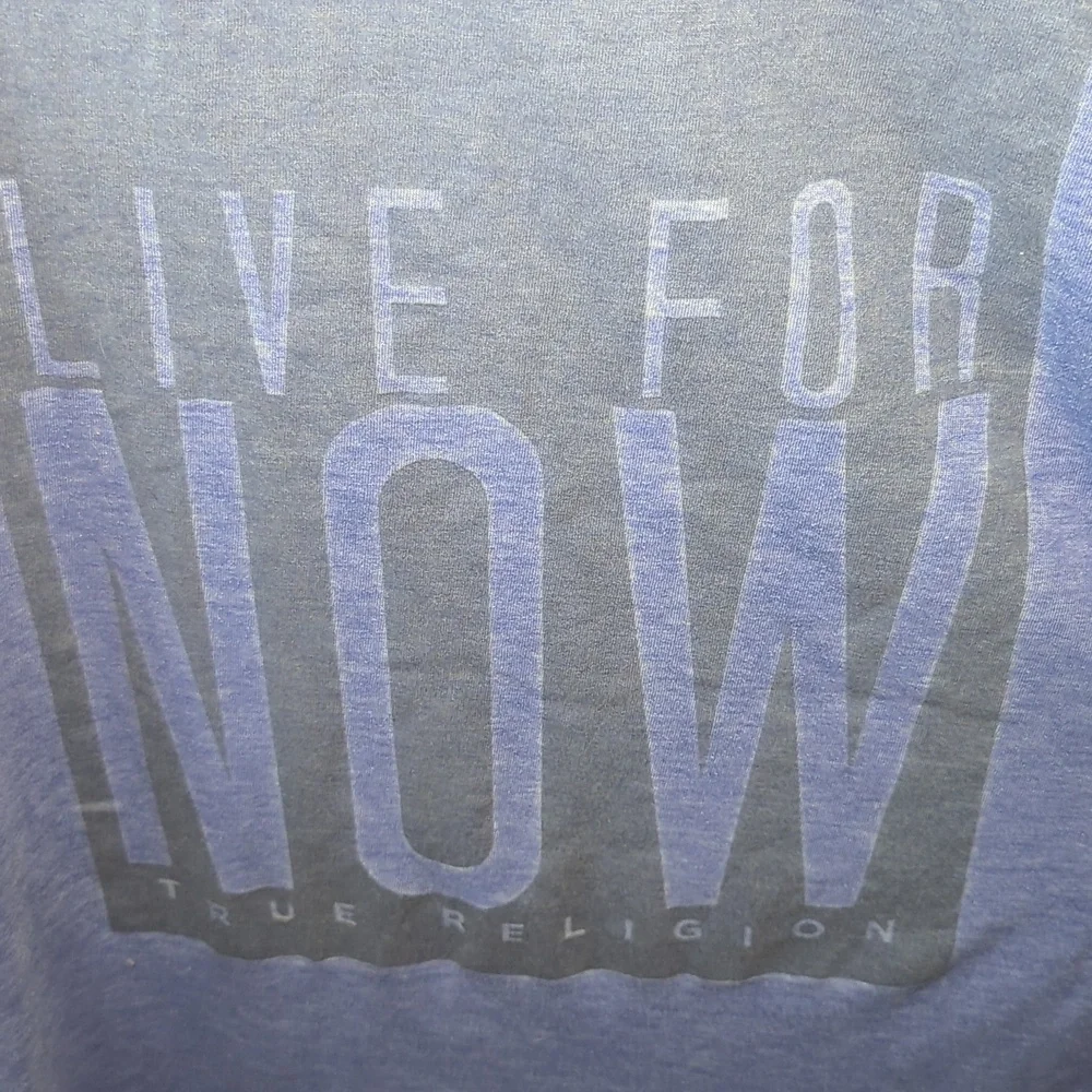 True Religion Live for Now Graphic T-Shirt Blue Black Slub Knit Men's Size 3XL